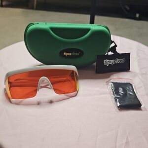 Tipsy Elves White and Orange Sunglasses with Green Case